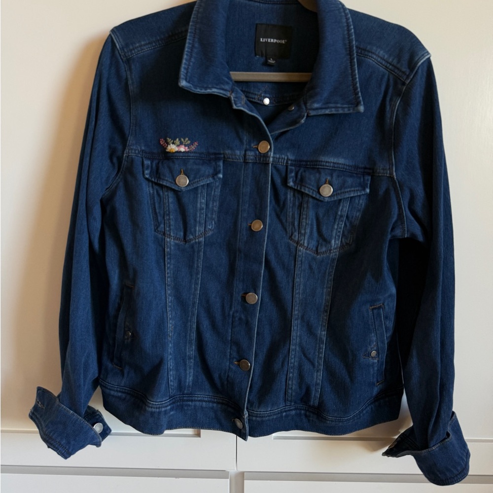 Liverpool Dark Blue Jean Jacket with Embroidery